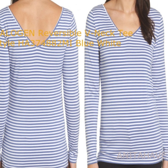 HALOGEN Reversible V-Neck Tee Blue - Picture 1 of 1